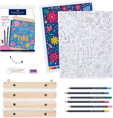 Faber-Castell Arte de pared para colorear por números: You Got This - Artes y manualidades para adultos, regalos creativos para aliviar el estrés