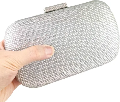 Miniatura 8 de Boutique De FGG Bolsos de noche y embragues brillantes para mujer, bolso de mano de cristal para fiesta formal, bolso de mano con diamantes