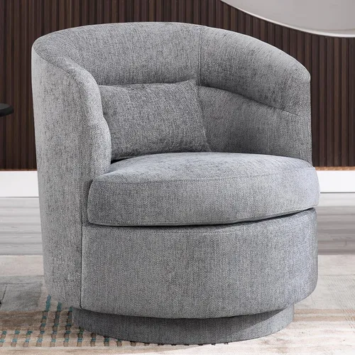 CANMOV - Silla giratoria con acento, silla de barril redonda de 360 grados con almohada, sillón de club individual tapizado, cómodo, para sala de