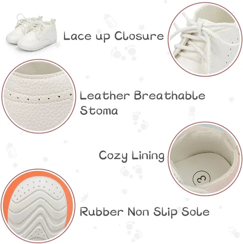 Miniatura 4 de ohsofy Zapatos Oxford de piel sintética, mocasines de goma y suela suave, zapatos de vestir de boda, zapatos de bebé para caminar