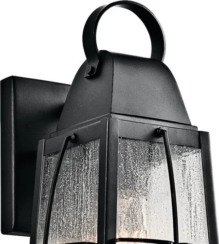 Miniatura 4 de Kichler Tolerand 49552BKT - Lámpara de pared para exteriores de 12 pulgadas en negro texturizado, 1 luz de pared exterior para porche con vidrio