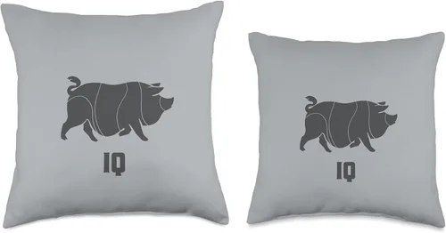 Miniatura 3 de Mini Pig and IQ design. Minimal art for pig fans Throw Pillow