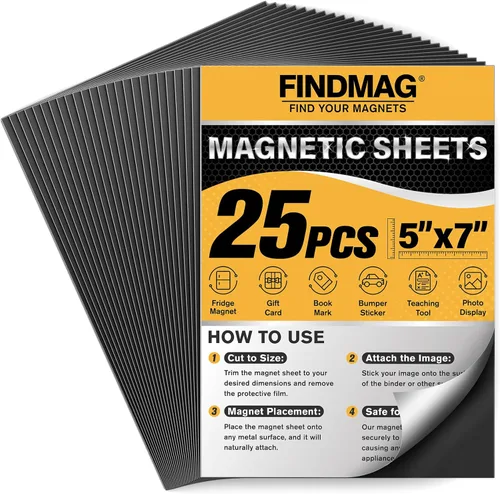 Miniatura 17 de FINDMAG Hojas adhesivas magnéticas, paquete de 6 tiras magnéticas flexibles de 5 x 7 pulgadas con respaldo autoadhesivo, hojas para cortar