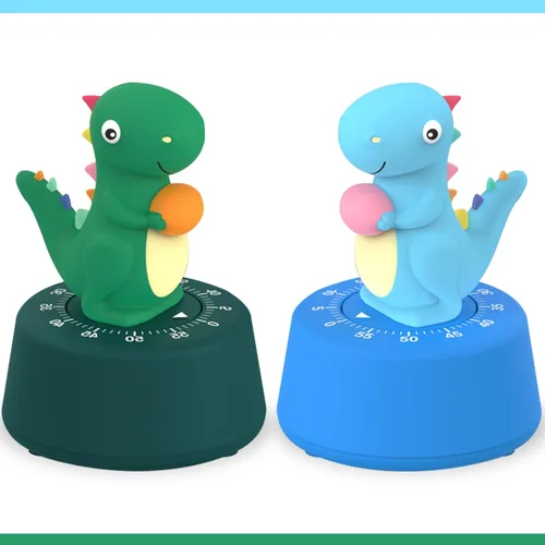 ELE DEPI Paquete de 2 temporizadores de cocina, lindo temporizador de dinosaurio para niños, temporizador de huevos 100% mecánico para cocinar,