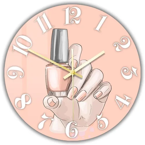 Miniatura 21 de Reloj de pared de salón de uñas de 12 pulgadas, nombre personalizado, regalo de técnico de uñas, reloj de pared silencioso sin tictac, funciona