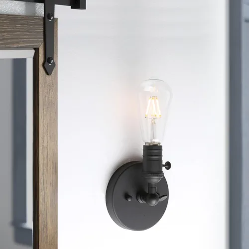 Miniatura 3 de Pathson Lámpara de pared vintage, aplique de 1 luz con diseño de moldura de candelabro, lámpara de pared industrial, tapa base de metal giratoria