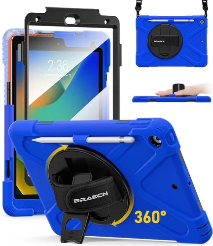 Miniatura 13 de BRAECN Funda para iPad de 9ª/8ª/7ª Generación, Funda Resistente a Prueba de Golpes con Protector de Pantalla, Soporte para Lápiz, Soporte para Tapa