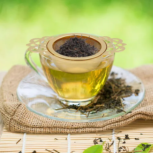 Miniatura 6 de Juego de 4 coladores de té de acero inoxidable 304, filtro de malla de té, cuencos de goteo de té, colador de tetera con mangos en forma de pétalo