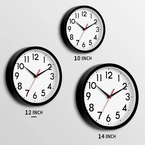 Miniatura 3 de DAXSMY Reloj de pared de 12 pulgadas, silencioso, sin tictac, funciona con pilas, reloj analógico decorativo para oficina, cocina, exterior, sala