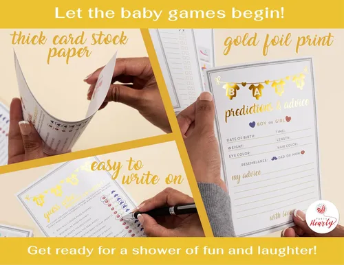Miniatura 4 de Party Hearty Juegos de baby shower para niña o niño, 250 piezas de 5 juegos de tarjetas de actividades, divertidos juegos de baby shower, género