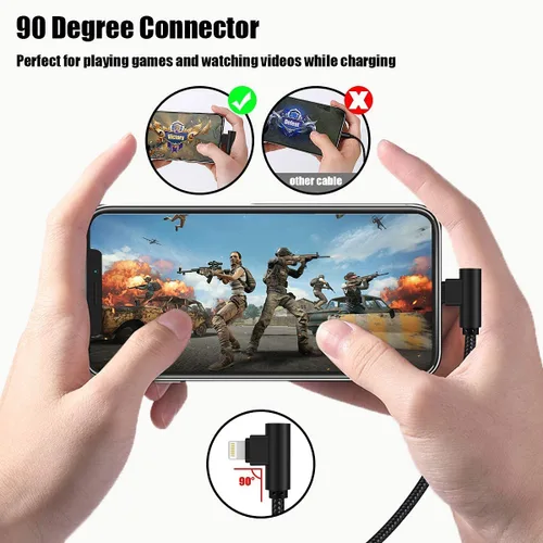 Miniatura 9 de Cargador para iPhone de 1 pie y 90 grados, 2 unidades, con certificación MFi, cable Lightning corto en ángulo recto, cable de carga rápida