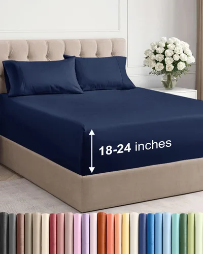Miniatura 107 de Sábanas King divididas con bolsillos extra profundos, sábanas transpirables y refrescantes de 5 piezas, sábanas de lujo para hotel, suaves, sin 22