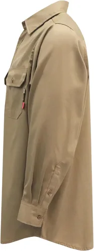 Miniatura 3 de KONRECO Camisas FR para hombre, resistentes al fuego, camisa de trabajo con botones, 100% algodón, 6.5 onzas, camisas de soldadura ligeras