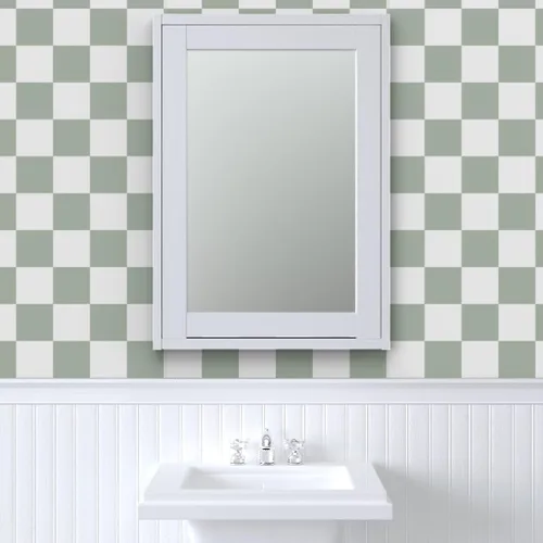 Miniatura 9 de Papel tapiz para despegar y pegar, diseño de cuadros verdes Reen Retro Moderno Tablero de ajedrez Boho Arlequín de los años noventa Papel pintado