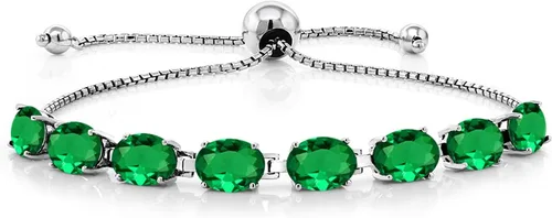 Miniatura 171 de Gem Stone King Pulsera de plata de ley 925 con piedra natal ovalada de 0.276 x 0.197 in para mujer, totalmente ajustable hasta 9 pulgadas