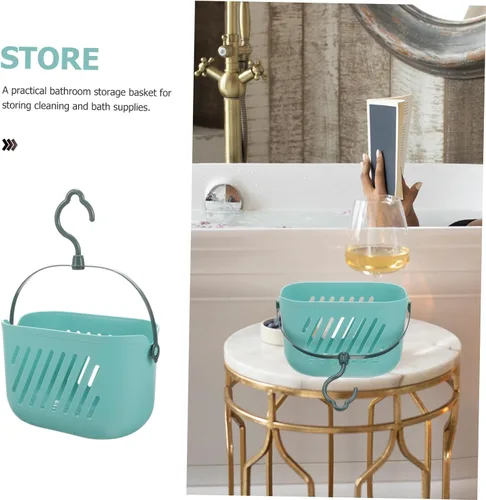 Miniatura 2 de Ipetboom Cesta de ducha colgante para ducha, cesta de plástico portátil, organizador de cocina, cesta de almacenamiento con gancho para el hogar