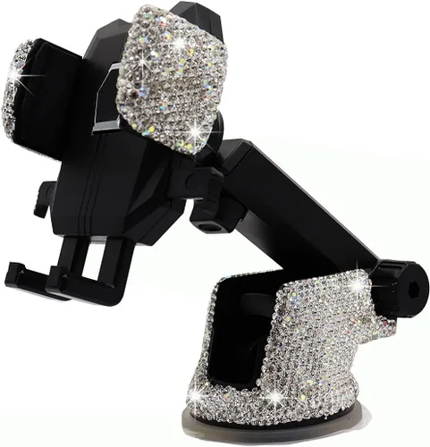 Miniatura 9 de LYCARESUN Soporte de Montaje de Teléfono para Automóvil Bling, Soporte de Teléfono con Diamantes de Imitación de Cristal Brillante para Mujeres