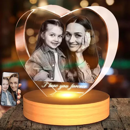 Foto de cristal 3D, regalos personalizados para mujeres, regalos de cumpleaños personalizados para hombres, mamá, ella, él, marido, regalo