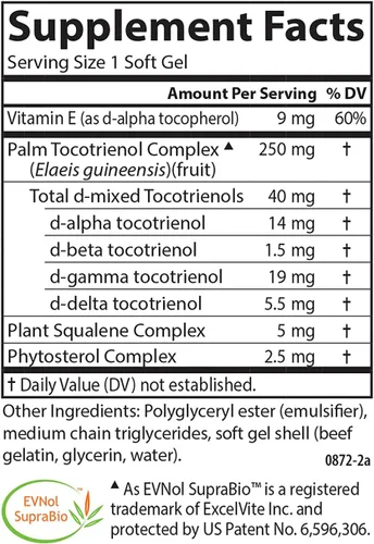 Miniatura 4 de Carlson - Tocomin SupraBio, Complejo de Tocotrienol de Espectro Complejo, Tocotrienoles sin OMG, Alfa, Beta, Gamma, Delta, 120 cápsulas blandas
