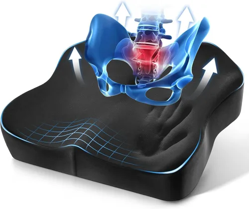 Niceeday Cojín de asiento para oficina, automóvil y silla de ruedas, espuma viscoelástica de alta calidad con diseño ergonómico en forma de U,