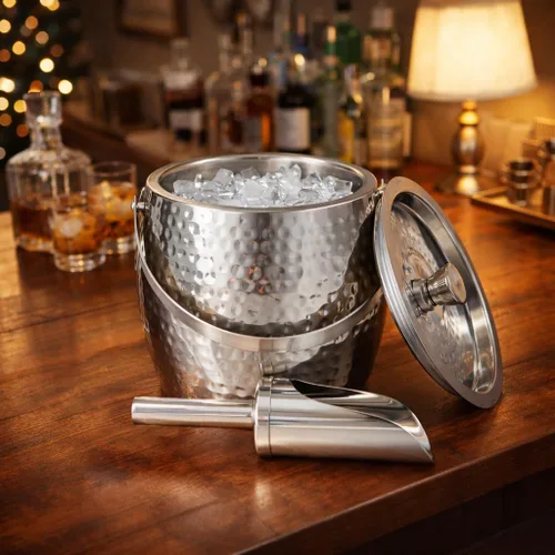 Miniatura 3 de BREKX Cubos de hielo aislados de 3 cuartos para fiestas con tapa y pala, enfriador de vino Iceberg Anchored, cubo de champán para barra de cóctel
