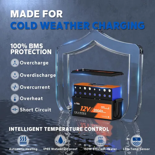 Miniatura 5 de Litime 12V 200Ah Plus Batería de litio LiFePO4, autocalentamiento y baja temperatura, 2560Wh de energía, BMS de 200A incorporada, más de 4000 ciclos