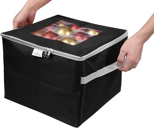 Miniatura 5 de ProPik - Caja de almacenamiento para adornos navideños, 3 bandejas separadas extraíbles con divisores para 48 esferas; organiza y protege las esferas