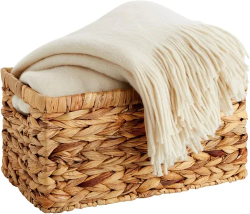 Miniatura 6 de Juvale Cesta rectangular pequeña de mimbre, cesta de jacinto de agua tejida a mano, se adapta a estantes de almacenamiento estándar, paquete de 2