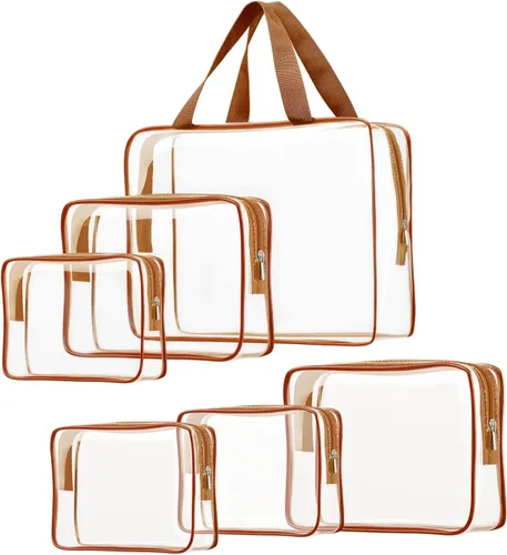 Miniatura 9 de 3 bolsas de cosméticos transparentes, aprobadas por la TSA, juego de bolsas de aseo transparentes para viajes, playa, bolsa de organización