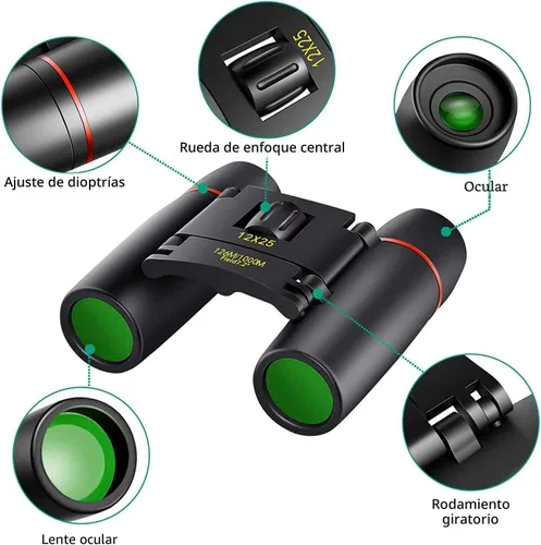 Miniatura 3 de POLDR Binoculares de bolsillo pequeños 12X25 compactos para adultos, mini binoculares para niños para observación de aves, concierto, teatro, ópera