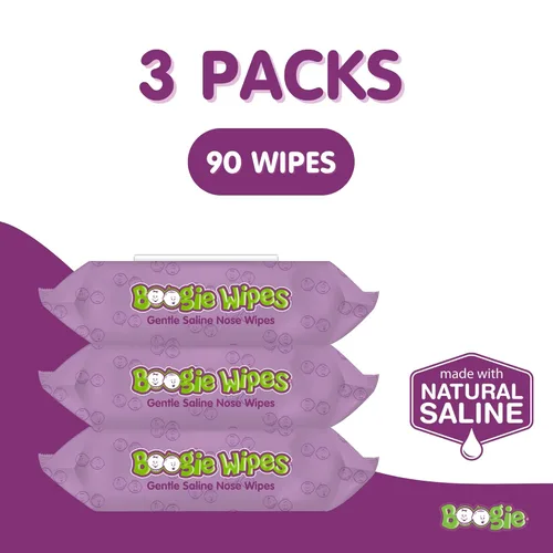 Miniatura 2 de Toallitas salinas para la nariz Boogie, para bebés y niños, cara, manos y cuerpo, hechas con vitamina E, aloe y solución salina natural, aroma a