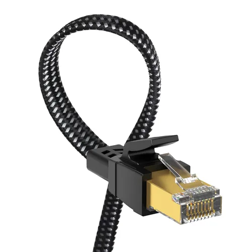 Orbram Cable Ethernet Cat 8 de 150 pies, cable para conexión de red LAN, 26AWG de nailon trenzado de alta velocidad, cable plano aislado de 40 Gbps