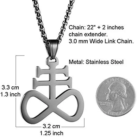 Miniatura 4 de HZMAN Collar colgante de cruz de acero inoxidable unisex de la iglesia de Satanás de Satanás de Leviatán,Joyería religiosa