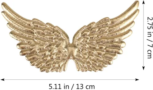 Miniatura 7 de TEHAUX 12 alas de ángel doradas para manualidades, apliques de tela suave de 5 pulgadas para decoración de ropa, adornos de bricolaje, álbumes