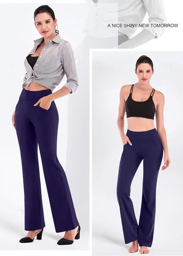 Miniatura 7 de IUGA - Pantalones de yoga de corte de bota para mujer, pantalón de cintura alta y control de abdomen, con 4 bolsillos, pantalones de entrenamiento