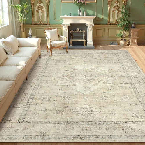 Miniatura 19 de LIVEBOX Alfombra lavable de 5 x 7 pies, para sala de estar, dormitorio, antideslizante, estilo bohemio, para interiores, para comedor, oficina