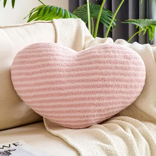 Miniatura 7 de XVTRU Almohadas de corazón rosa melocotón, bonita almohada decorativa de corazón, almohadas en forma de corazón para cama, cojín de felpa de felpa