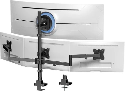 Miniatura 9 de Soporte para monitor cuádruple para 17-27 pulgadas, totalmente ajustable, resistente, soporte de escritorio con 4 brazos, carga máxima de 22 libras