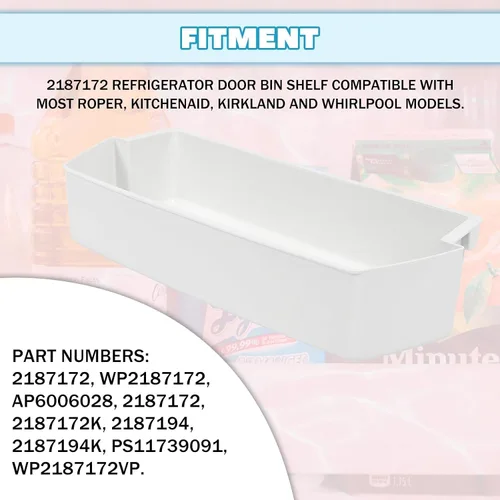 Miniatura 2 de Kojem 2187172 WP2187172 - Estante para puerta de refrigerador compatible con la mayoría de Roper, Kitchenaid, Kirkland Whirlpool Refrigerador 1 pieza