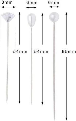 Miniatura 2 de 400 alfileres de ramo de flores, 4 estilos de alfileres Boutonniere, alfileres de ramillete de cabeza de cristal para costura, joyería, decoración