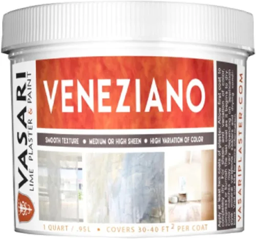 VASARI Yeso y pintura de cal | Yeso Veneziano (acabado suave) | Hecho de cal natural y mármol en polvo | color: blanco natural #1 | tamaño: 1 cuarto