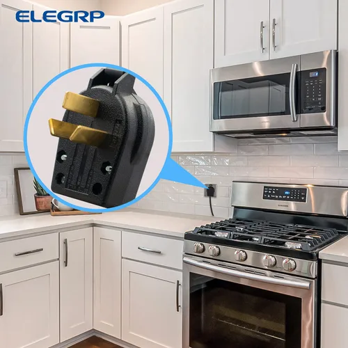 Miniatura 7 de ELEGRP NEMA 10-30P y NEMA 10-50P enchufe de ángulo, enchufe eléctrico de 4 clavijas para secador/horno/estufa, hoja recta de servicio pesado, 30A
