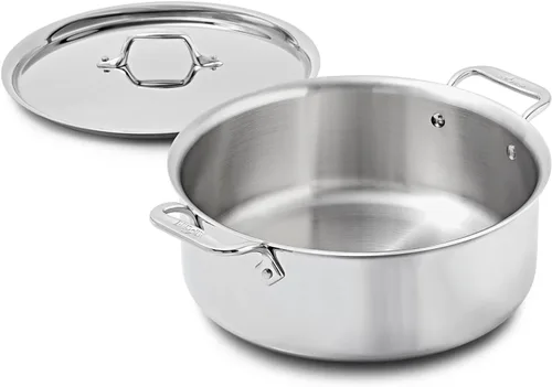 Miniatura 4 de All-Clad D3 - Cacerola de acero inoxidable de 3 capas de 6 cuartos, apta para inducción, horno y parrilla, resistente hasta 600°F, ollas y sartenes