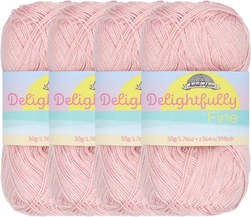 Miniatura 47 de JubileeYarn - Ovillo de hilo deliciosamente fino, 1.76 oz/madeja de rayón de bambú, color rosa polvo, 4 madejas