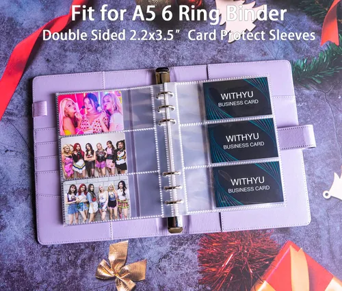 Miniatura 2 de Encuadernador A5 de 6 Anillos con Fundas para Tarjetas de Visita de Negocio con Ranura para Notas, Paquete de 40 con 240 Bolsillos, Fundas
