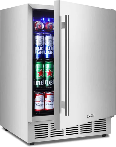 Miniatura 11 de ORYMUSE Refrigerador de bebidas de 20 pulgadas, refrigerador de bebidas para 145 latas con puerta de vidrio, enfriador de cerveza debajo
