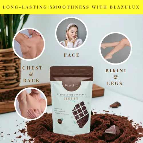 Miniatura 2 de Cuentas de cera para depilación - Chocolate de 17.6 onzas, granos de cera dura sin tirantes para bikini brasileño, cara, cejas, axilas, brazos
