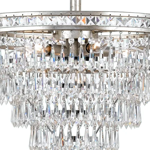Miniatura 7 de Mercer - Candelabro convertible de cristal plateado con 7 luces, corte a mano, lámpara de techo - Candelabros para pasillo, sala de estar