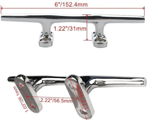 Miniatura 9 de MIZUGIWA Boat Cleats 316 Stainless Steel,4 inch 5 inch 6 inch 8 inch Marine Dock Cleat Open Base with Fasteners for Boat