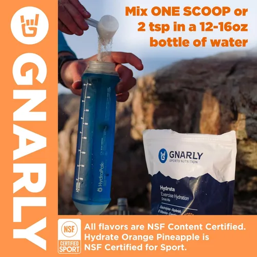 Miniatura 7 de Gnarly Nutrition Hydrate Electrolyte Powder – Mezcla de bebida hidratante para ejercicio de naranja piña – Certificado NSF Sport – Solución